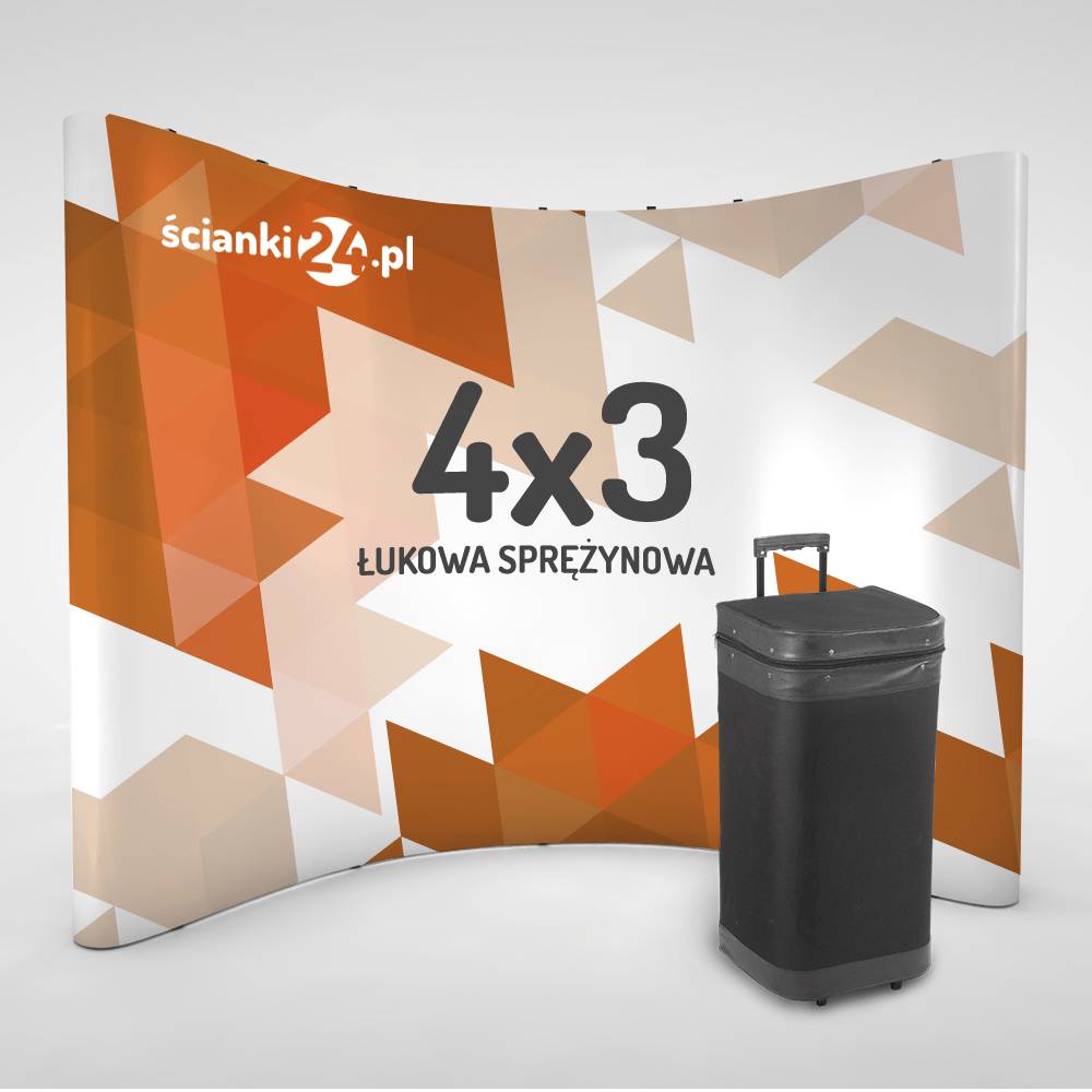 Ścianka reklamowa pop-up łukowa 4x3 z kufrem transportowym | scianki24.pl